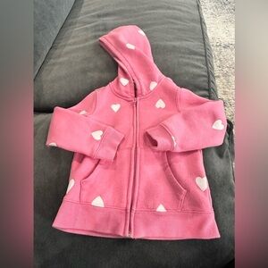 Amazon Essentials Toddler Pink Hoodie with White Hearts 4T
